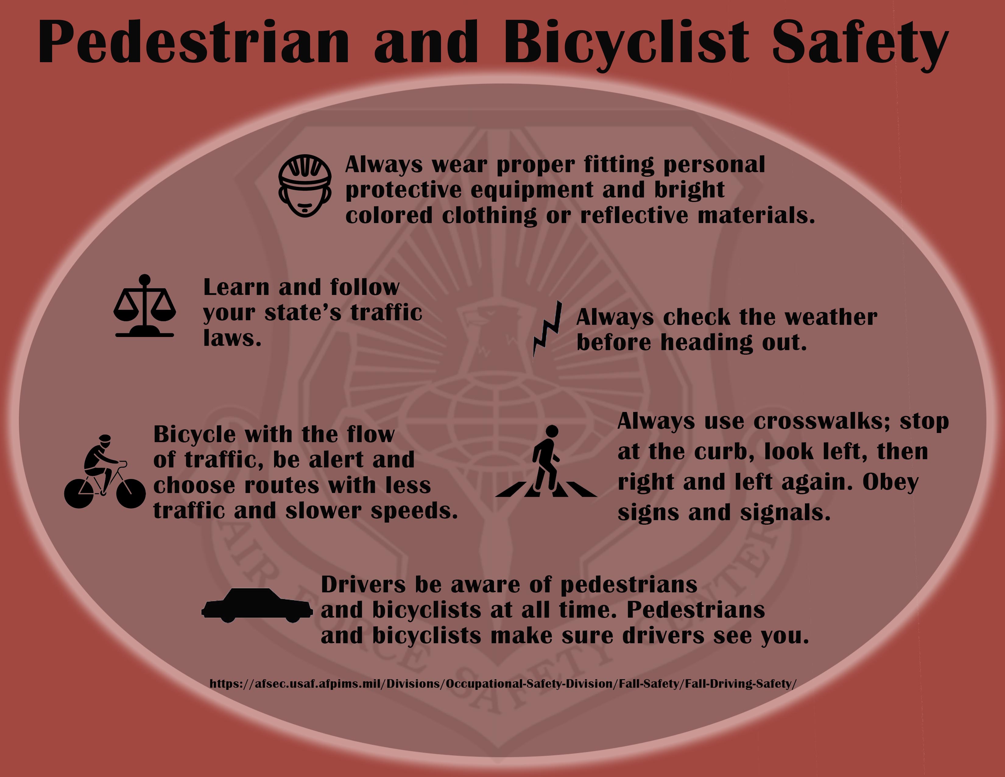 Pedestrian and Bicycle Safety Tips poster